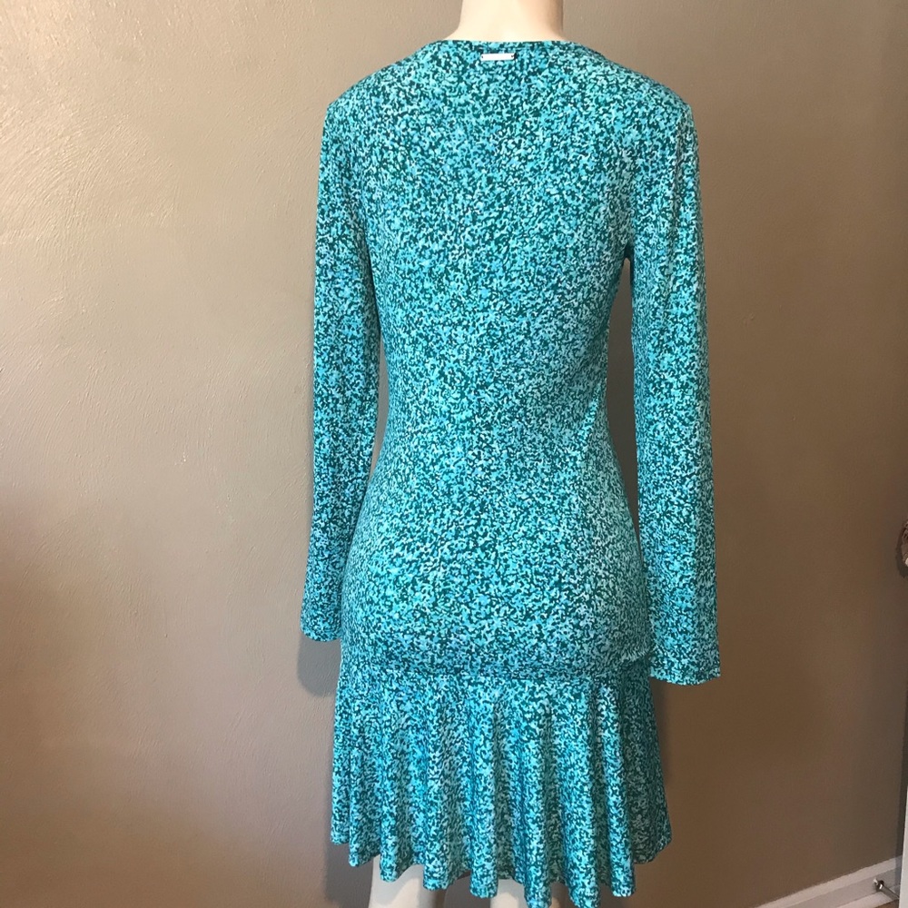 Michael Kors green patterned ruffled dress size S